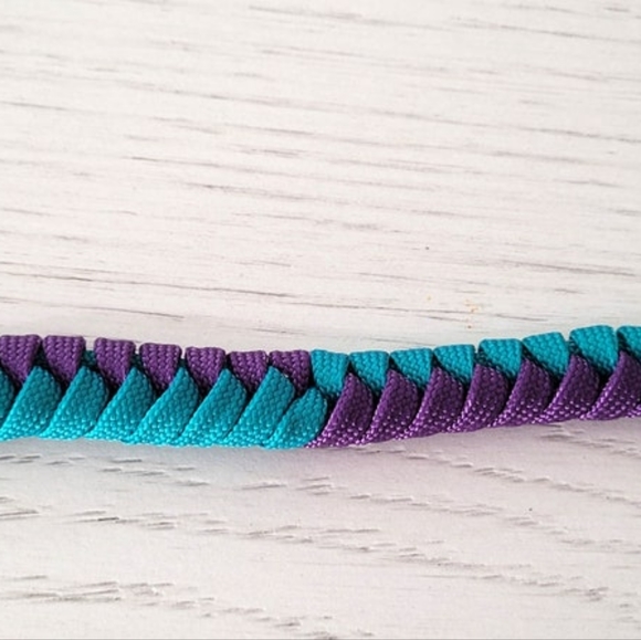 1/2" Paracord Dog Collar with Biothane Adjustable Adapter - Teal and Purple - Picture 5 of 6